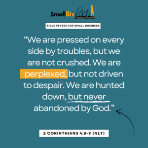 2 Corinthians 4:8-9 (NLT) meme